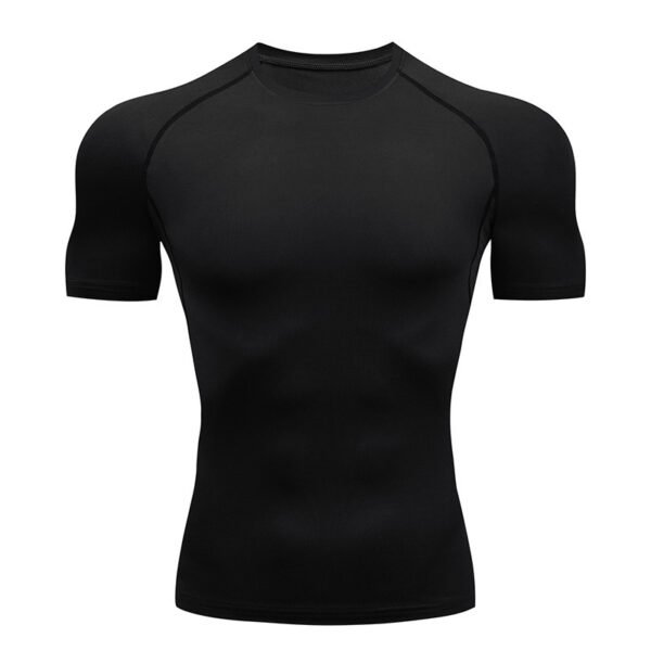 運動緊身衣健身服飾男士跑步籃球打底衫運動服圓領短袖加LOGO - Image 4
